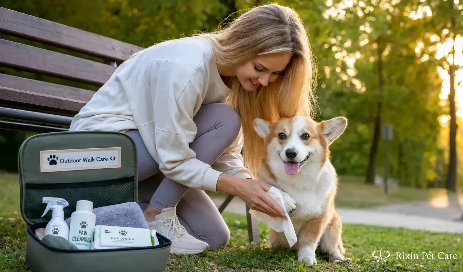 Pet grooming packaging concepts and product presentation boards featuring paw-cleaning product formats and review materials