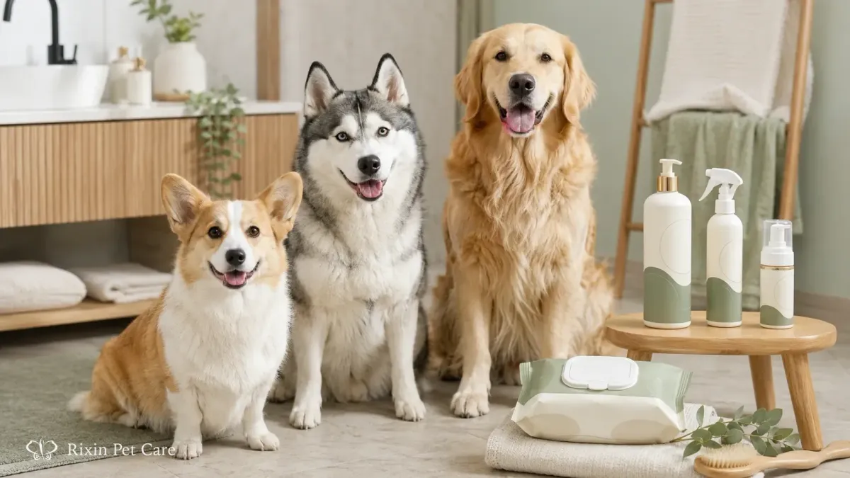 Private label grooming products for double-coated dogs